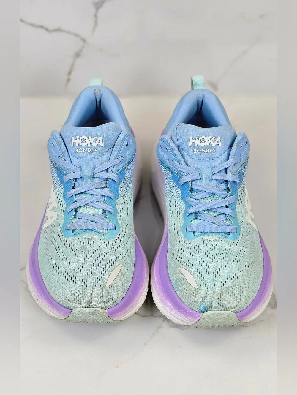 HOKA One One Women's Bondi 8 Running Shoes in Ice Water / Bellwether Blue